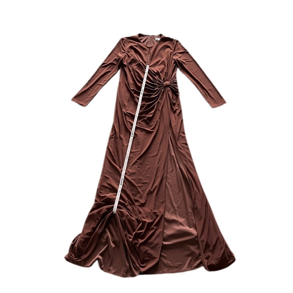 leena for Mac Duggal Keyhole Draped Gown Chocolate Brown Elegant Gown Women’s 10 - Picture 4 of 16